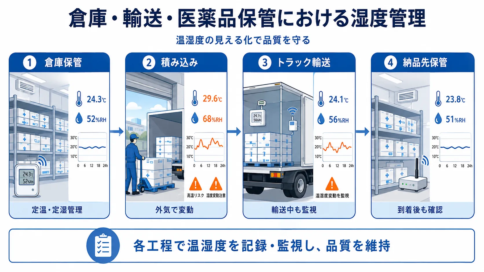倉庫・輸送・医薬品保管での湿度管理図