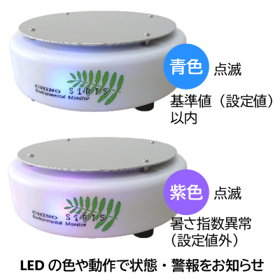 警報ランプの画像、LEDの色や動作で状態・警報をお知らせ